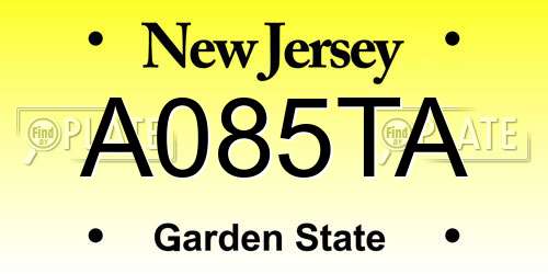 A085TA New Jersey License Plate