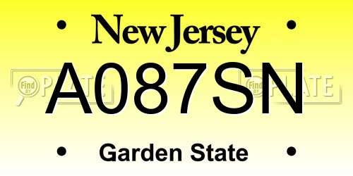A087SN New Jersey License Plate