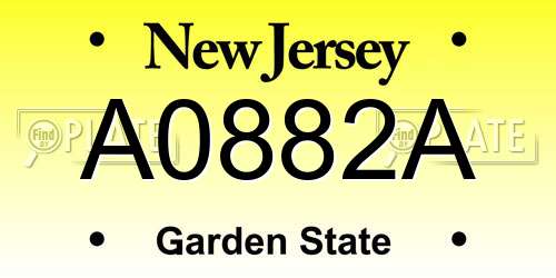 A0882A New Jersey License Plate