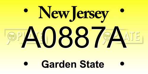 A0887A New Jersey License Plate