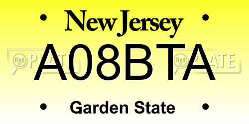 A08BTA New Jersey License Plate