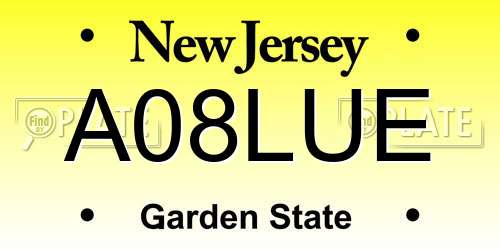 A08LUE New Jersey License Plate