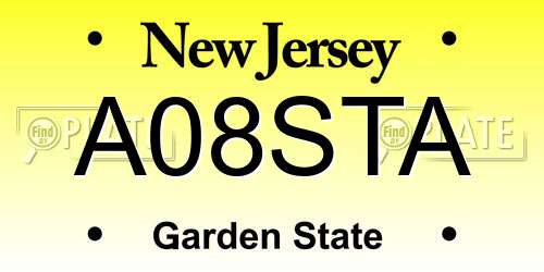 A08STA New Jersey License Plate