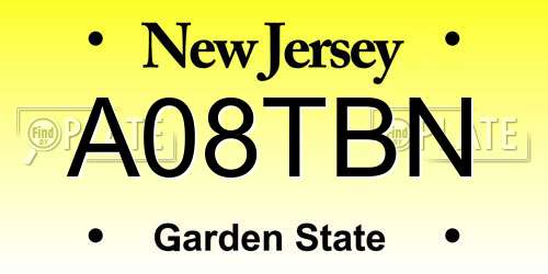A08TBN New Jersey License Plate