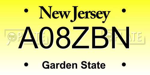 A08ZBN New Jersey License Plate