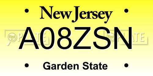 A08ZSN New Jersey License Plate