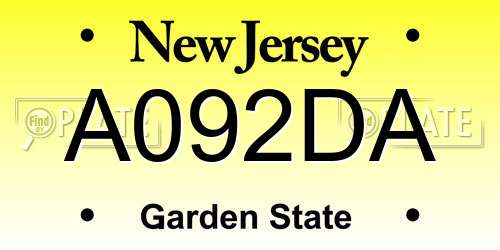 A092DA New Jersey License Plate