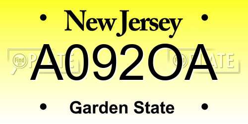 A092OA New Jersey License Plate