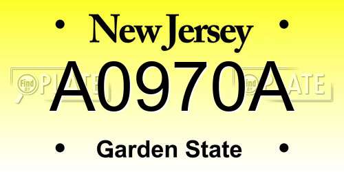A0970A New Jersey License Plate