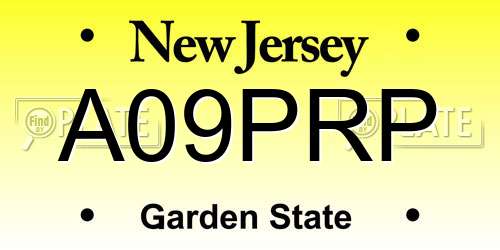 A09PRP New Jersey License Plate