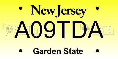 A09TDA New Jersey License Plate