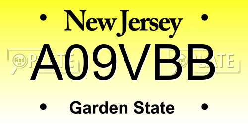 A09VBB New Jersey License Plate