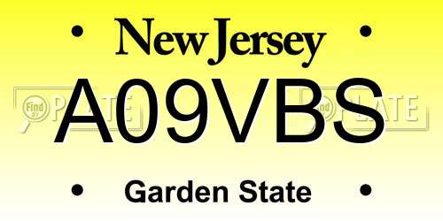 A09VBS New Jersey License Plate
