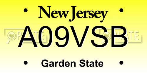 A09VSB New Jersey License Plate