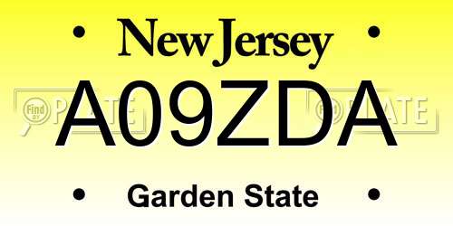 A09ZDA New Jersey License Plate