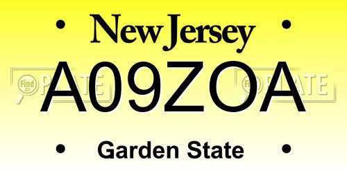 A09ZOA New Jersey License Plate