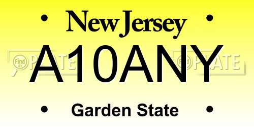 A10ANY New Jersey License Plate