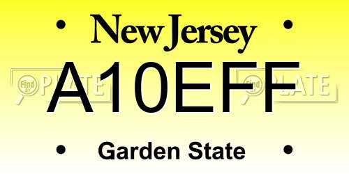 A10EFF New Jersey License Plate