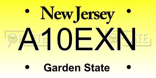 A10EXN New Jersey License Plate