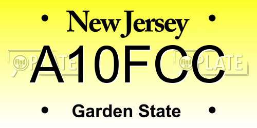 A10FCC New Jersey License Plate