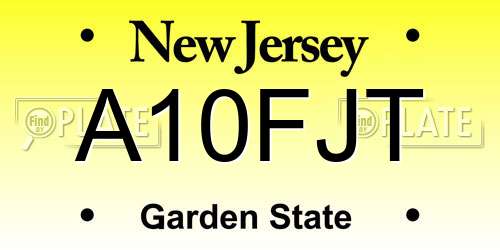 A10FJT New Jersey License Plate