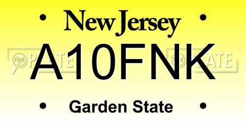 A10FNK New Jersey License Plate