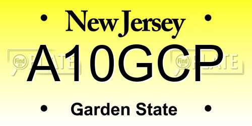 A10GCP New Jersey License Plate