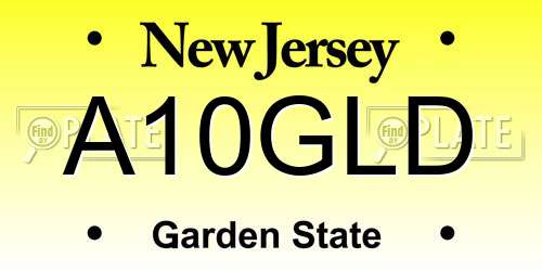 A10GLD New Jersey License Plate