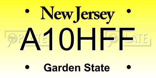 A10HFF New Jersey License Plate