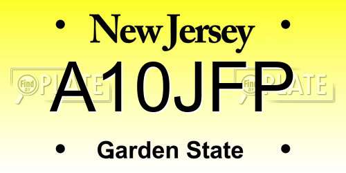 A10JFP New Jersey License Plate