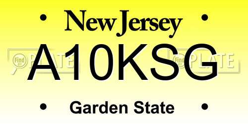 A10KSG New Jersey License Plate