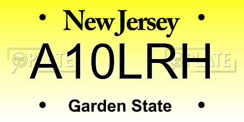 A10LRH New Jersey License Plate