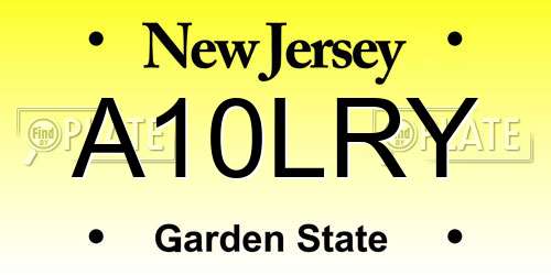 A10LRY New Jersey License Plate