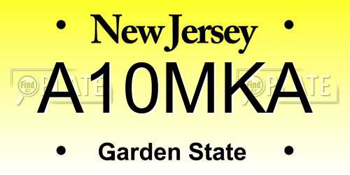 A10MKA New Jersey License Plate