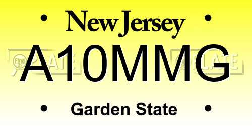 A10MMG New Jersey License Plate