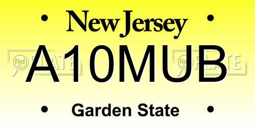 A10MUB New Jersey License Plate