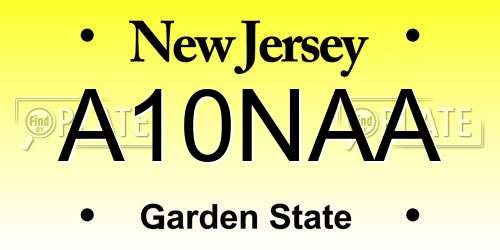 A10NAA New Jersey License Plate