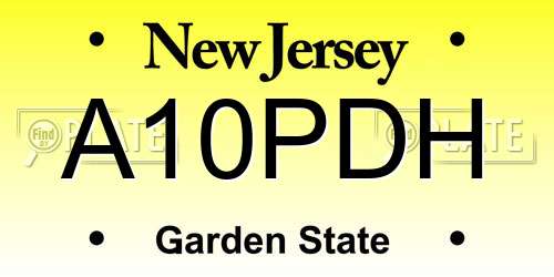 A10PDH New Jersey License Plate