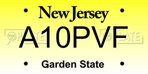 A10PVF New Jersey License Plate