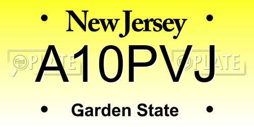 A10PVJ New Jersey License Plate