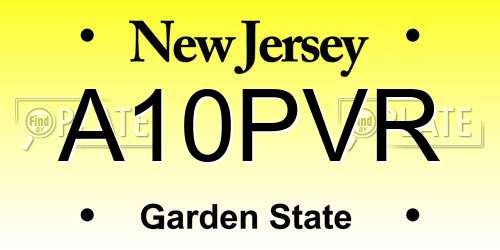 A10PVR New Jersey License Plate