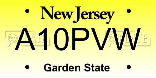 A10PVW New Jersey License Plate