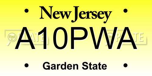 A10PWA New Jersey License Plate