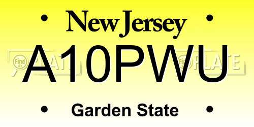 A10PWU New Jersey License Plate