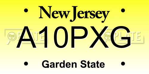 A10PXG New Jersey License Plate
