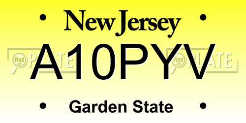 A10PYV New Jersey License Plate