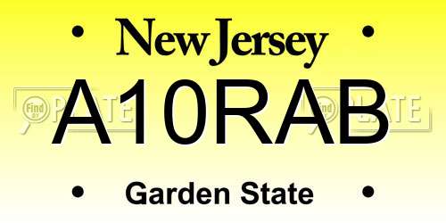 A10RAB New Jersey License Plate