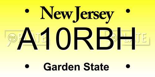 A10RBH New Jersey License Plate