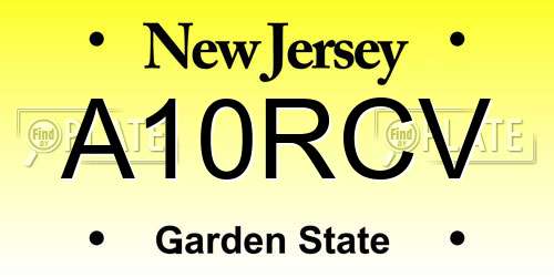 A10RCV New Jersey License Plate