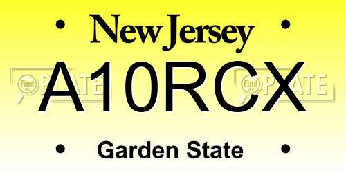 A10RCX New Jersey License Plate